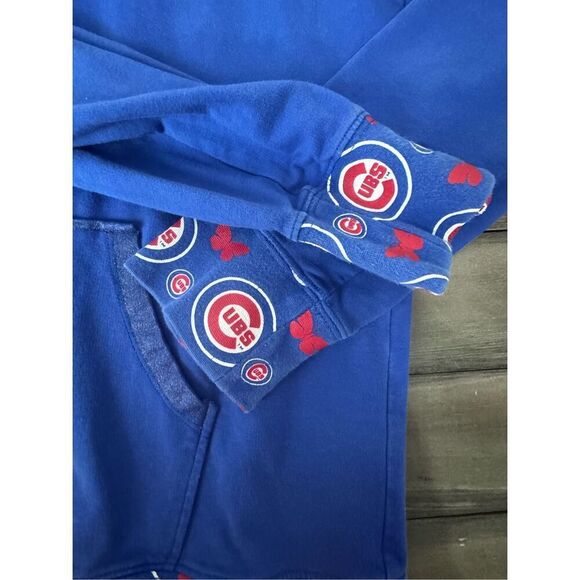 Chicago Cubs Baseball Bling‎ & Butterfly Accent G-3 Blue Hoodie Size XL - Picture 5 of 11
